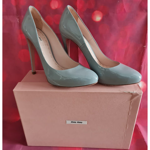 MIU MIU womens high heels leather grey shoes size 6 / 39
