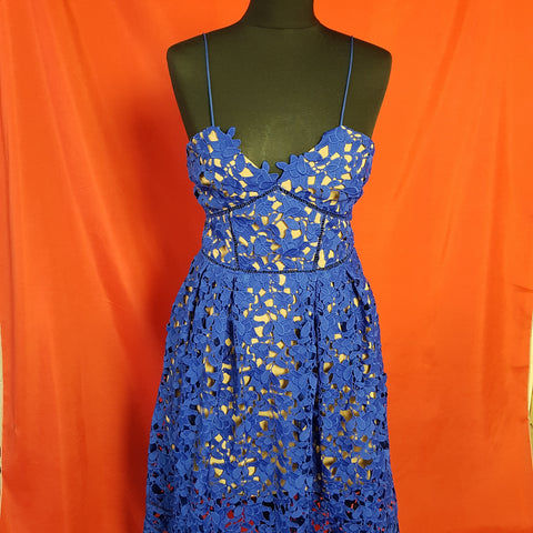 SELF PORTRAIT Blue Lace dress Size 12