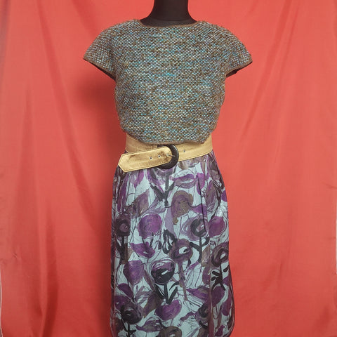 PHILOSOPHY DI ALBERTA FERRETTI Purple Floral pattern dress with knitwear Size 12