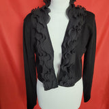 ROMAN Womens Black Cropped cardigan with frills Size 16
