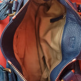 CHLOÉ Womens Dark Blue Leather Handbag with Golden Lock and Key