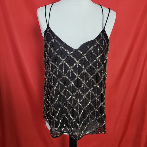 RIVER ISLAND Womens Black Cami top with sequins Size 12.