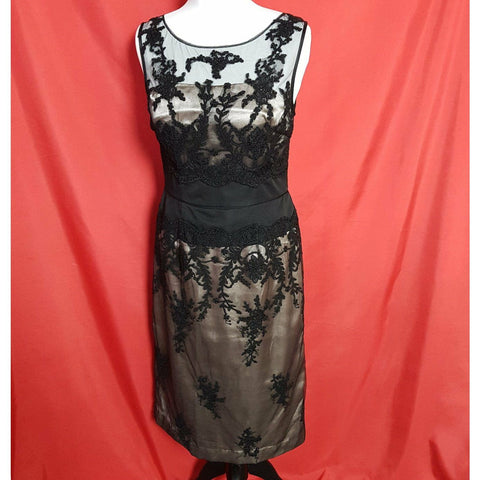 Phase Eight Women's Black Mesh Brown Dress Size 12.