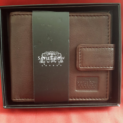 Savile Row Men's Chocolate Brown Leather Billfold Wallet