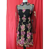 Marchesa Notte Black Embroidered Tulle Dress 2 / XS.