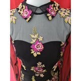 Marchesa Notte Black Embroidered Tulle Dress 2 / XS.
