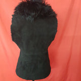 Temperley Black Suede Fur Vest Coat Size 8.