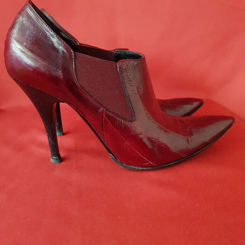 Icone Italian Vero Cuoio burgundy Ankle Heels Shoes Size 5.5 / 38.5