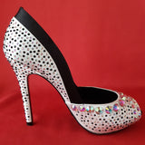 KAREN MILLEN White Crystal Embellished Heels Shoes Size 5.5 / 38.5.