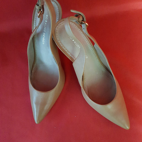 KURT GEIGER Light Brown Leather Heels Shoes Size 6 / 39
