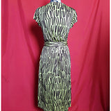 L.k.Bennett Yellow/Brown  100% Silk Wrap Dress Size 10 / 38