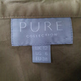 PURE Collection Khaki Cotton Shirt Dress Size 12.