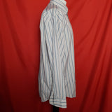 GIEVES & HAWKES Grey Brown White Stripe Shirt Size 16" / 41cm.