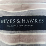 GIEVES & HAWKES Grey Brown White Stripe Shirt Size 16" / 41cm.