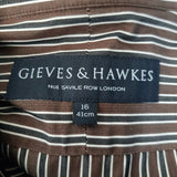 GIEVES & HAWKES Brown Black White Shirt Size 16" /41cm.
