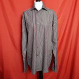 GIEVES & HAWKES Burgundy Black White Stripe Shirt 16" / 41cm.