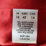 PLANET Red Wool Blend Coat Size 16