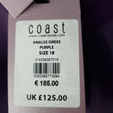 COAST Analee Satin Purple Dress Size 18.