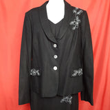 LAURA ASHLEY Black Linen Suit - Dress Jacket Size 16.
