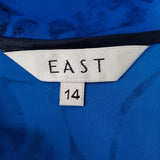 EAST Blue Black Silk Blouse Size 14.