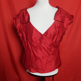 COAST Red 100%Silk Blouse Size 18.