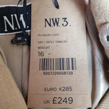 N.W.3. Beige Wool Blend Coat Size 16 RRP £249.