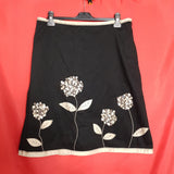 Boden Black Flower Print Skirt Size 16L