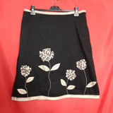 Boden Black Flower Print Skirt Size 16L