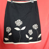 Boden Black Flower Print Skirt Size 16L