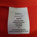VINCE Red 100% Silk Top Size XS.