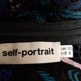 Self - Portrait Black/Blue/Pink Embellished Lace Blouse Size 10