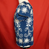 Lauren Michelle Petite Blue White Knit Top Size L.