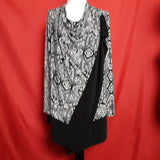 ATTITUDES by Renee Black White Open Front Cardigan Size M.