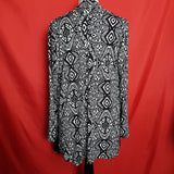 ATTITUDES by Renee Black White Open Front Cardigan Size M.