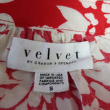 VELVET BY Graham & Spencer Red White Blouse Size S.