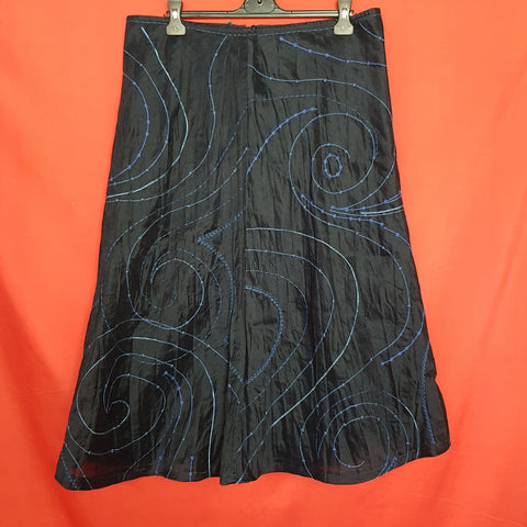 M&S Per Una Navy Linen Blend Skirt Size 18.