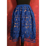 Eva Franco Albastru Skirt Cobalt Blue Pleated Lace size XS.