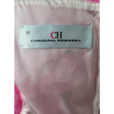CAROLINA HERRERA womens pink floral pattern dress with mesh detail Size 10